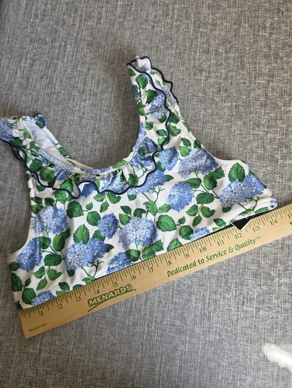 Polo Ralph Lauren Girls Floral Blue Green White Swimsuit Top Only Size 16